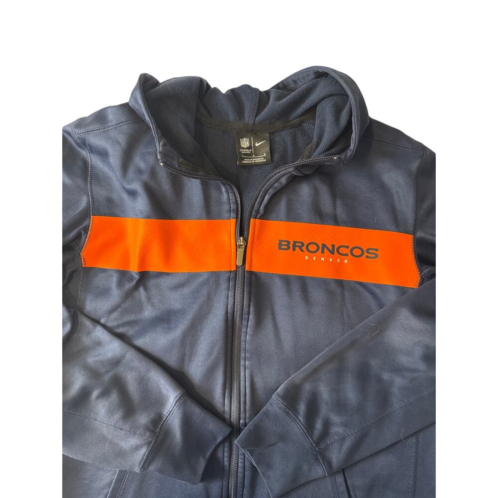 Nike NFL Denver Broncos Youth Size L Full Zip Track Jacket Blue Hood